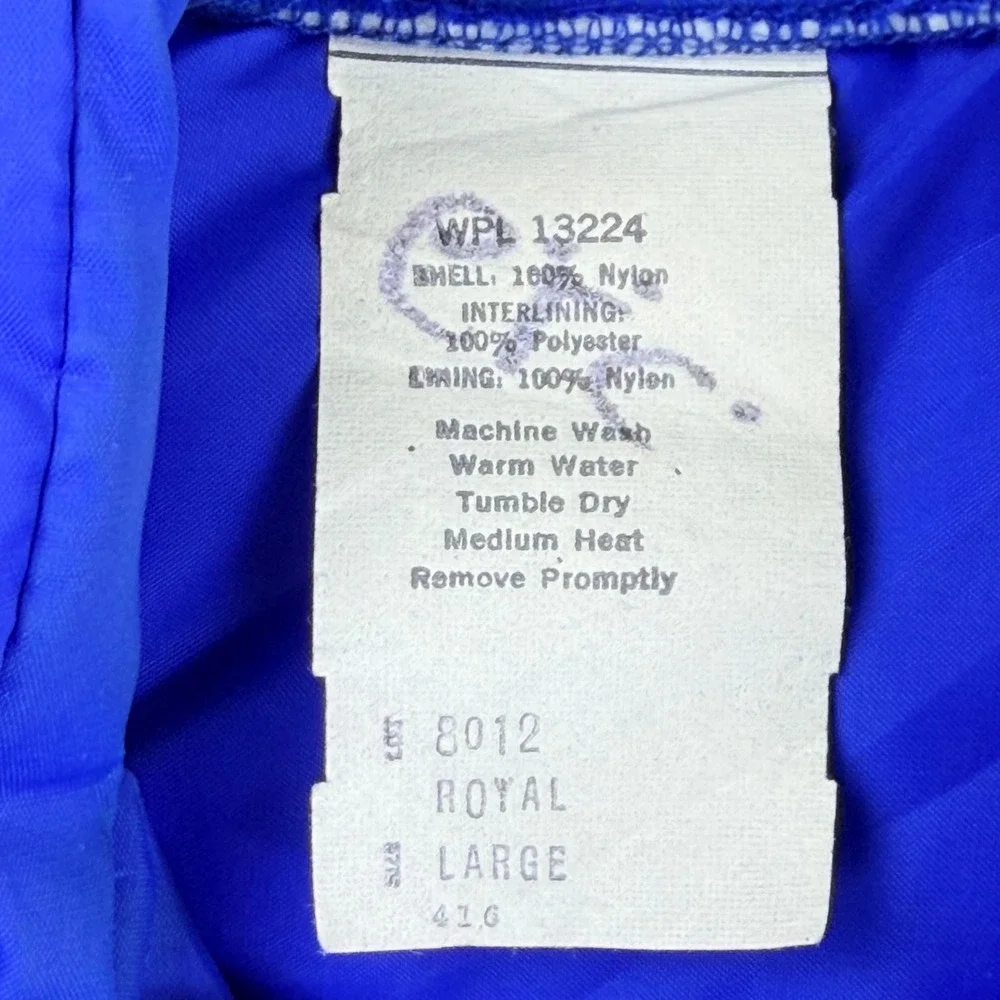 OXY Puffer Vest Men Large Royal Blue Nylon Quilted Snap Oil & Gas Vintage